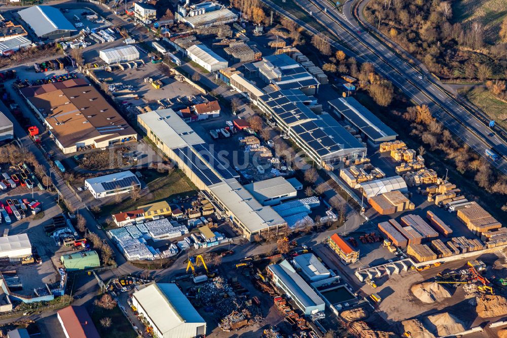 Luftaufnahme Edenkoben - Firmengelände der PRP Papier Recycling Pfalz GmbH in Edenkoben im Bundesland Rheinland-Pfalz, Deutschland