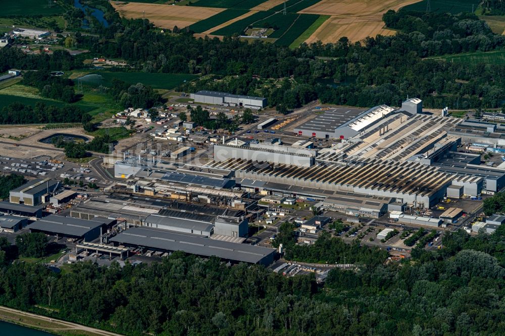 Luftaufnahme Biesheim - Firmengelände der Rhenaroll SA in Biesheim in Grand Est, Frankreich