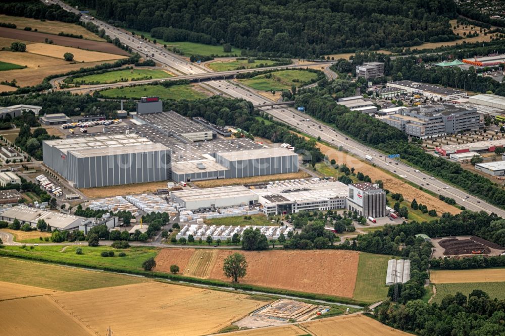 Luftaufnahme Durlach - Firmengelände der Robert Bosch und andere in Durlach im Bundesland Baden-Württemberg, Deutschland