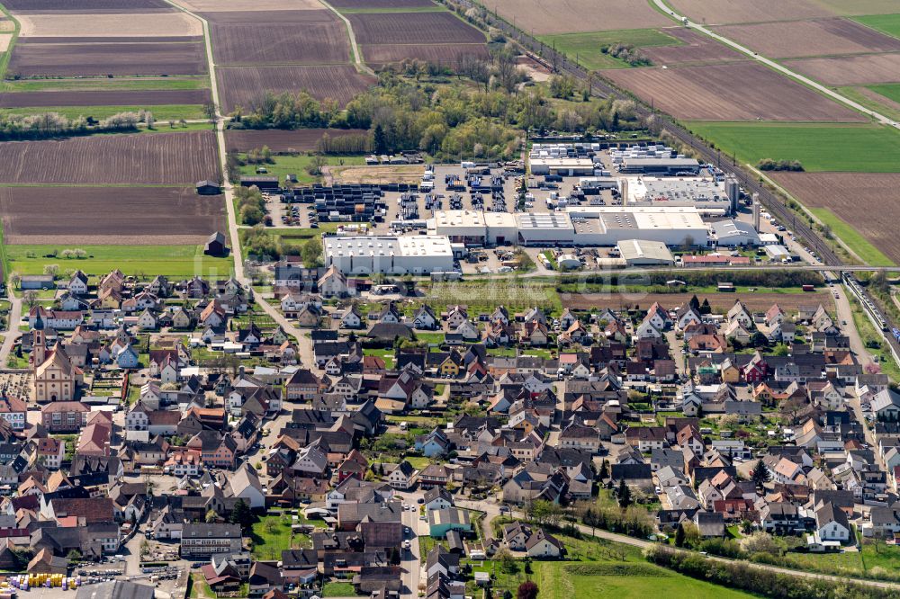 Luftaufnahme Ringsheim - Firmengelände der Simona in Ringsheim im Bundesland Baden-Württemberg, Deutschland