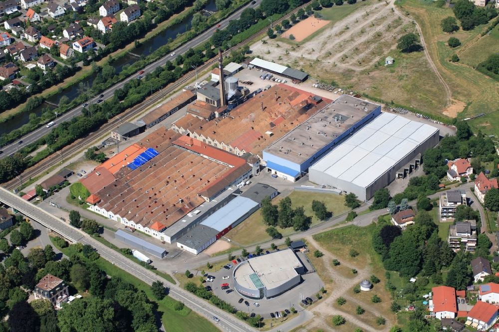 Lörrach von oben - Firmengelände des Textilunternehmens Lauffenmühle am Standort Brombach in Lörrach im Bundesland Baden-Württemberg, Deutschland