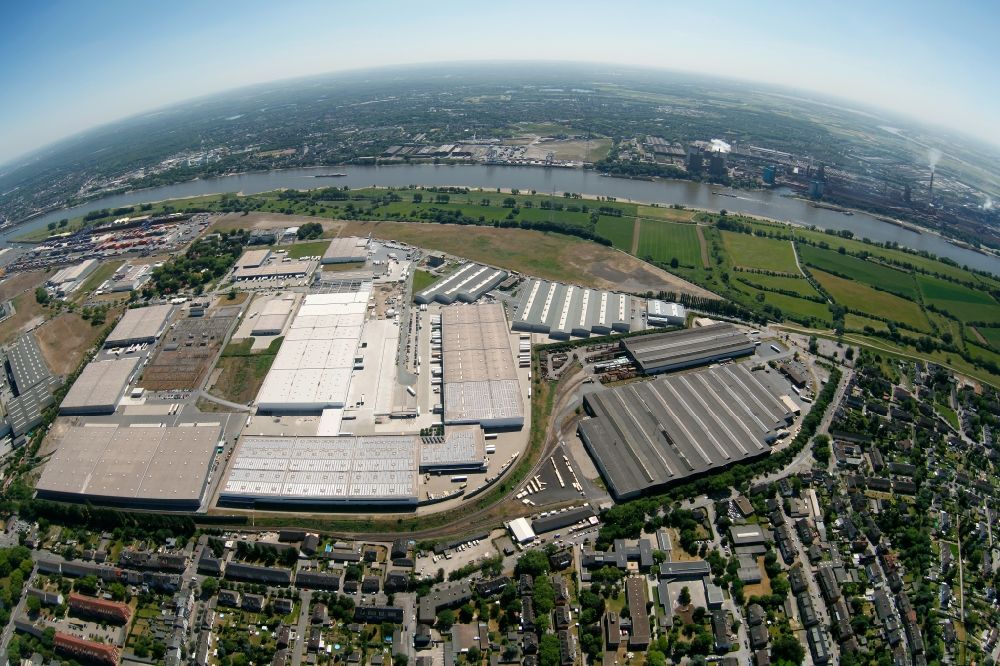 Luftaufnahme Duisburg - Fischaugenperspektive vom Logistikzentrum logport I in Duisburg im Bundesland Nordrhein-Westfalen