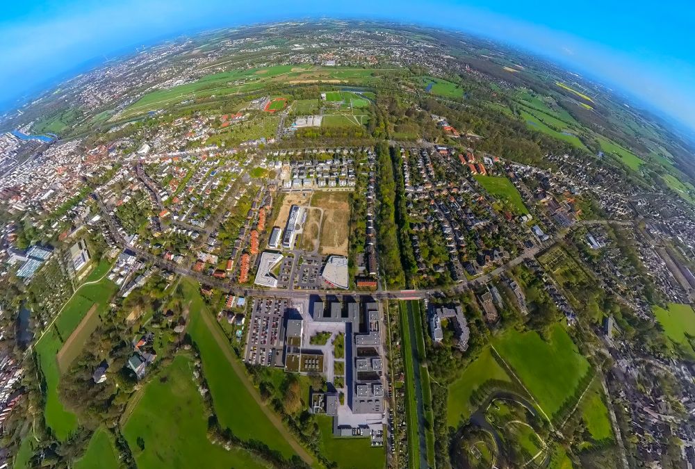 Luftbild Hamm - Fish Eye- Perspektive Baustelle zum Neubau- Wohngebiet Paracelsuspark in Hamm im Bundesland Nordrhein-Westfalen, Deutschland