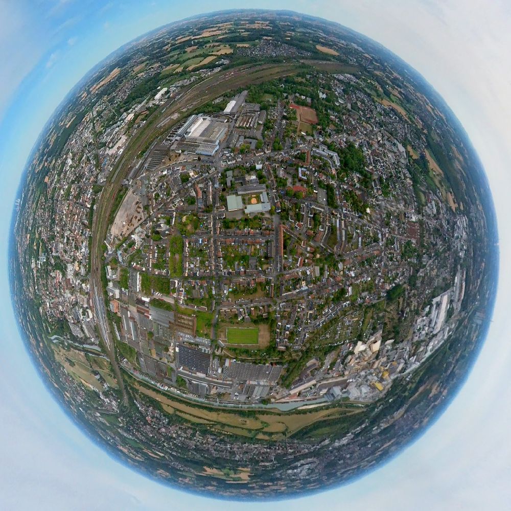 Luftaufnahme Hamm - Fish Eye- Perspektive Gesamtübersicht und Stadtgebiet mit Außenbezirken und Innenstadtbereich in Hamm im Bundesland Nordrhein-Westfalen, Deutschland