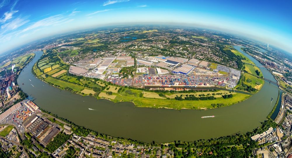 Luftbild Duisburg - Fish Eye- Perspektive Industrie- und Gewerbegebiet in Duisburg im Bundesland Nordrhein-Westfalen, Deutschland