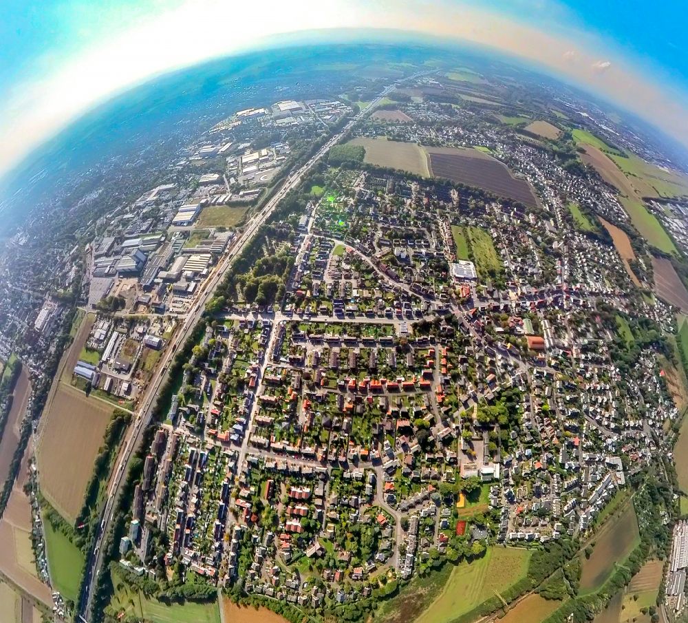 Unna aus der Vogelperspektive: Fish Eye- Perspektive Innenstadt in Unna im Bundesland Nordrhein-Westfalen, Deutschland