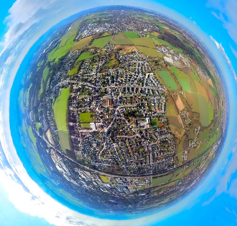 Unna von oben - Fish Eye- Perspektive Innenstadt in Unna im Bundesland Nordrhein-Westfalen, Deutschland