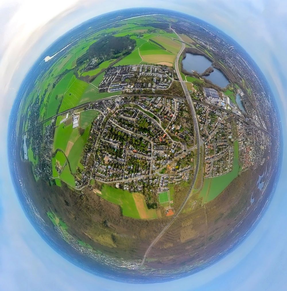 Luftaufnahme Großenbaum - Fish Eye- Perspektive Ortsansicht in Großenbaum im Bundesland Nordrhein-Westfalen, Deutschland