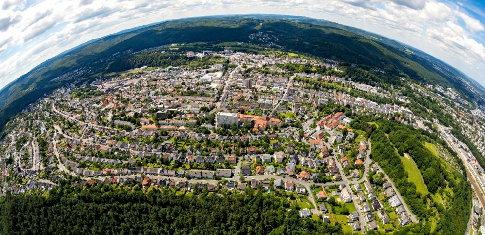 Luftaufnahme Arnsberg - Fish Eye- Perspektive Stadtansicht vom Innenstadtbereich in Arnsberg im Bundesland Nordrhein-Westfalen, Deutschland