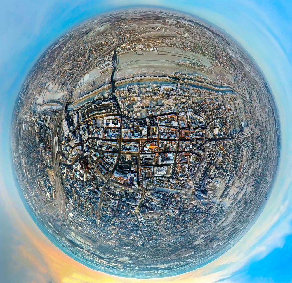 Luftaufnahme Hamm - Fish Eye- Perspektive Stadtansicht vom Innenstadtbereich in Hamm im Bundesland Nordrhein-Westfalen, Deutschland