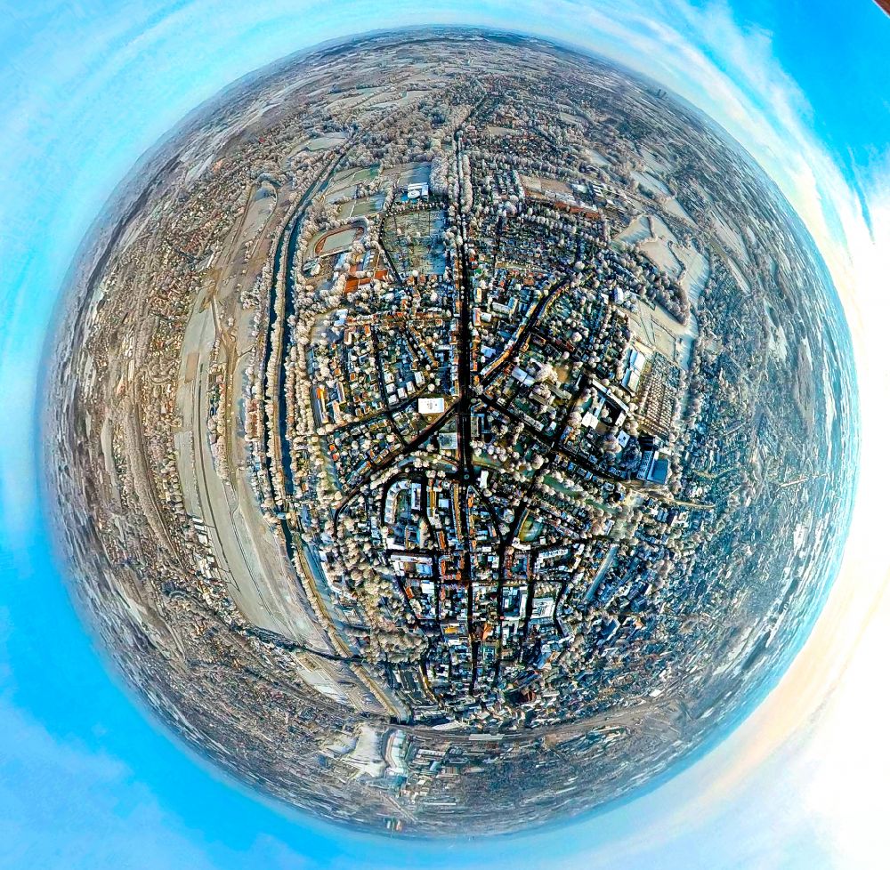 Luftbild Hamm - Fish Eye- Perspektive Stadtansicht vom Innenstadtbereich in Hamm im Bundesland Nordrhein-Westfalen, Deutschland