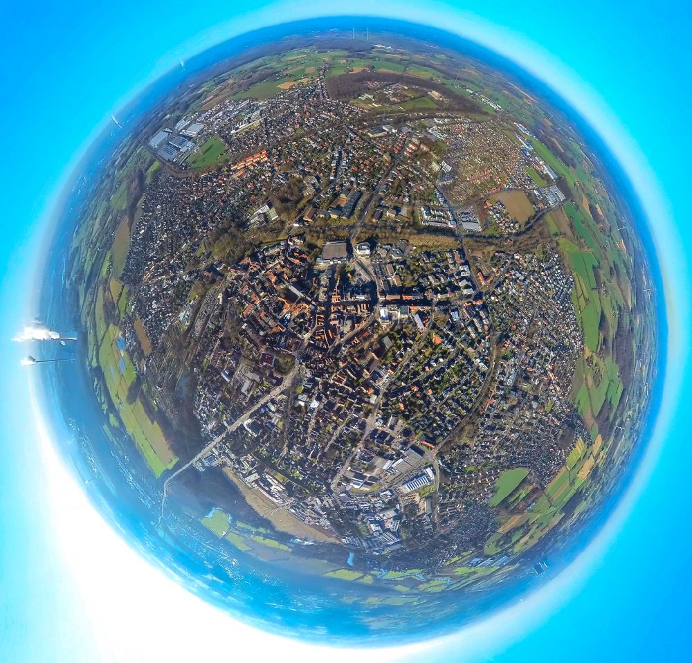 Luftbild Werne - Fish Eye- Perspektive Stadtansicht vom Innenstadtbereich in Werne im Bundesland Nordrhein-Westfalen, Deutschland