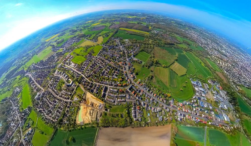 Luftaufnahme Hamm - Fish Eye- Perspektive Stadtansicht im Ortsteil Norddinker in Hamm im Bundesland Nordrhein-Westfalen, Deutschland