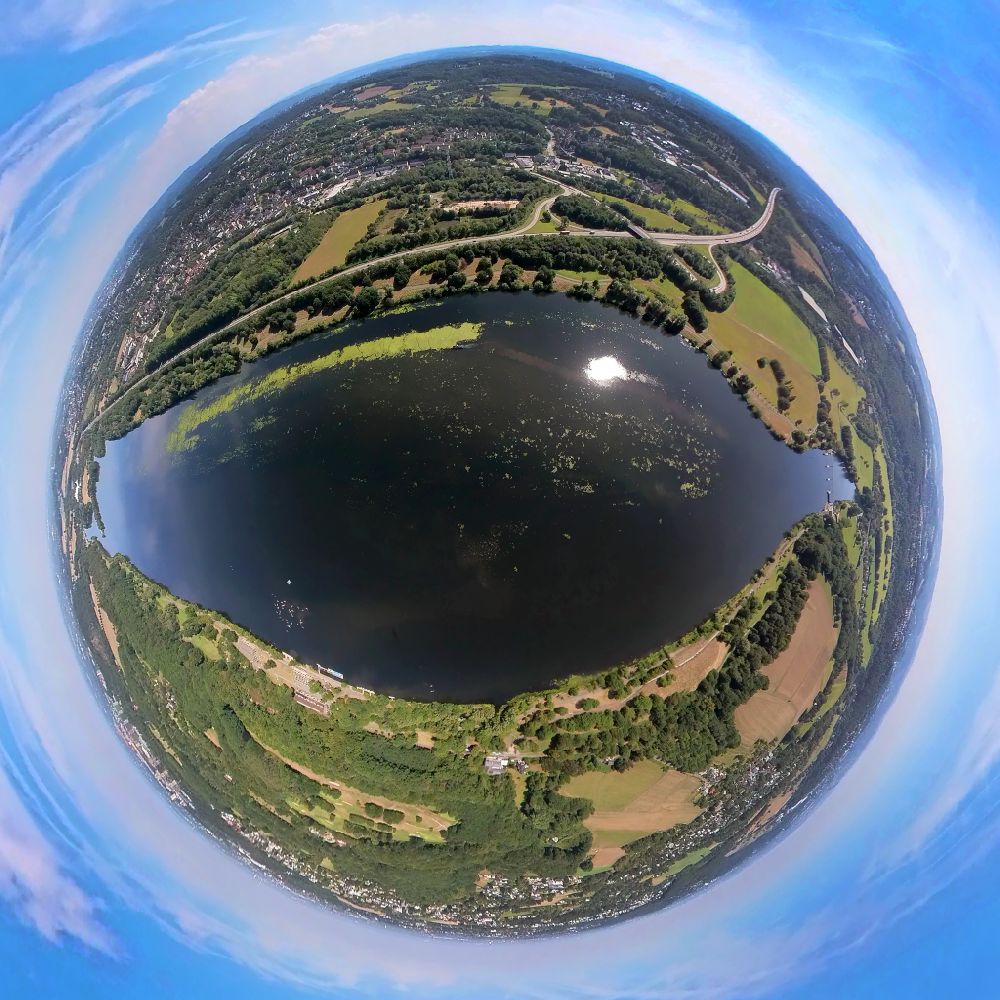 Luftbild Witten - Fish Eye- Perspektive Uferbereiche des Sees Kemnader See in Herbede im Bundesland Nordrhein-Westfalen