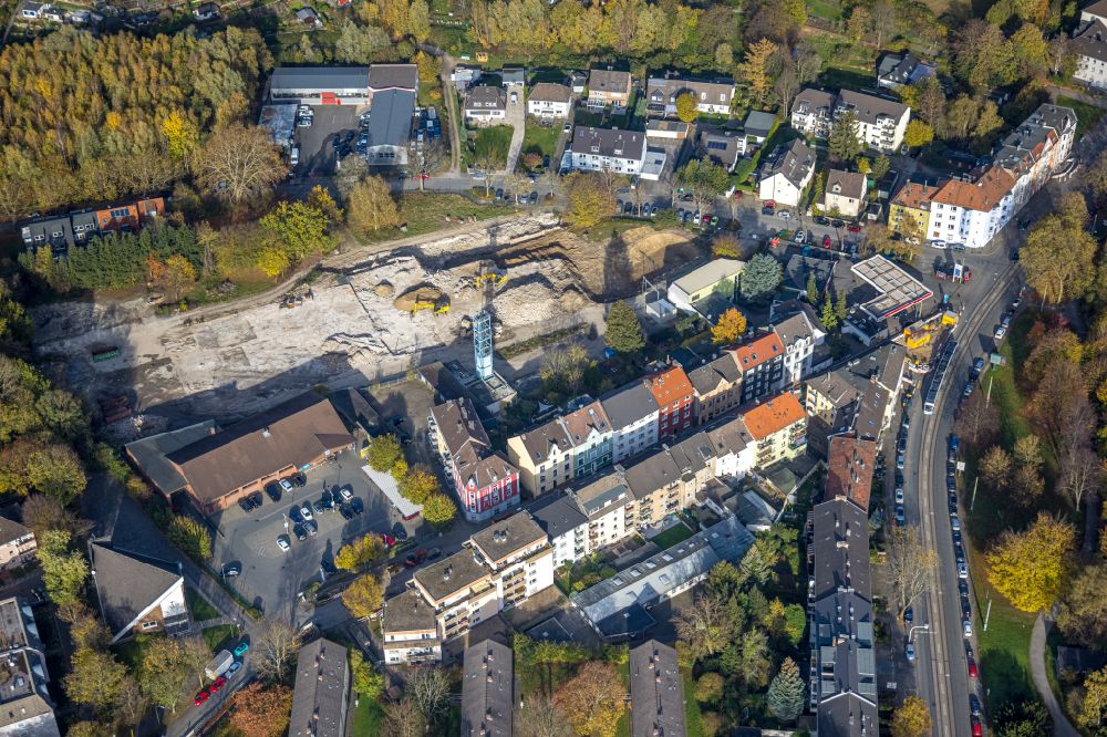 Luftaufnahme Bochum - Flächen - Abbruch und Entsiegelungsarbeiten an der Hüttenstraße in Bochum im Bundesland Nordrhein-Westfalen, Deutschland