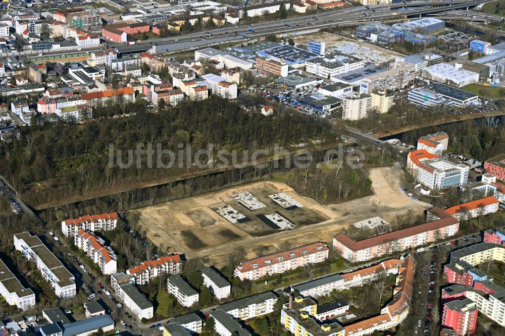 Berlin von oben - Flächen - Abrissarbeiten und Begradigungen am ehemaligen Berliner Luft- und Badeparadies im Ortsteil Britz in Berlin, Deutschland