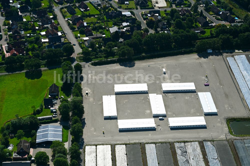 Luftbild Edewecht - Flüchtlingsheim- und Asylunterkunfts- Container- Siedlung als Behelfsunterkunft in Edewecht im Bundesland Niedersachsen, Deutschland