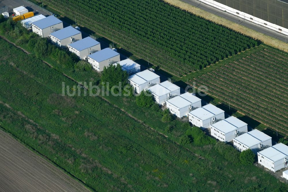 Harburg von oben - Flüchtlingsheim- und Asylunterkunfts- Container- Siedlung als Behelfsunterkunft unweit des Neuer Fährweg in Harburg im Bundesland Hamburg, Deutschland