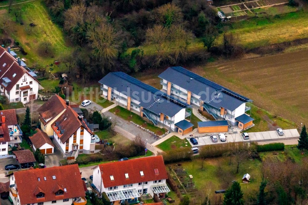 Luftaufnahme Ettenheim - Flüchtlingsheim- und Asylunterkunfts- Gebäude Im Marbach in Ettenheim im Bundesland Baden-Württemberg, Deutschland