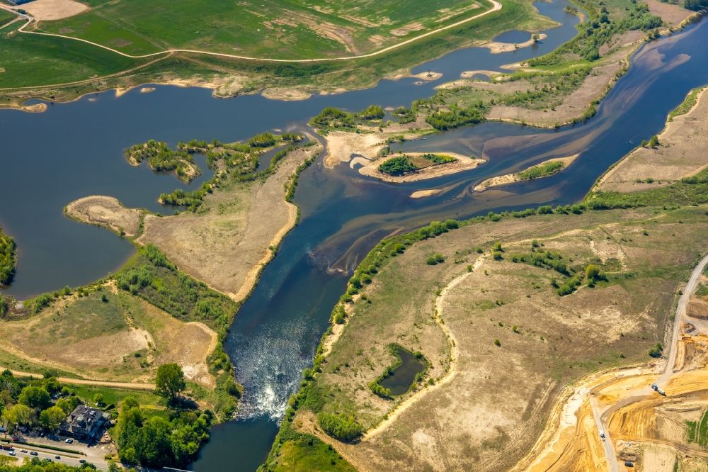 Luftbild Wesel - Fluss- Delta und Mündungsbereich der Lippe bei Wesel im Bundesland Nordrhein-Westfalen, Deutschland