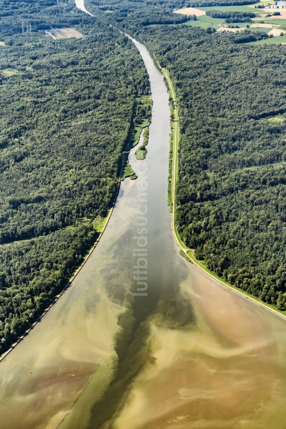 Luftaufnahme Lauingen - Fluß- Delta und Strom- Mündung der Donau in Lauingen im Bundesland Bayern, Deutschland