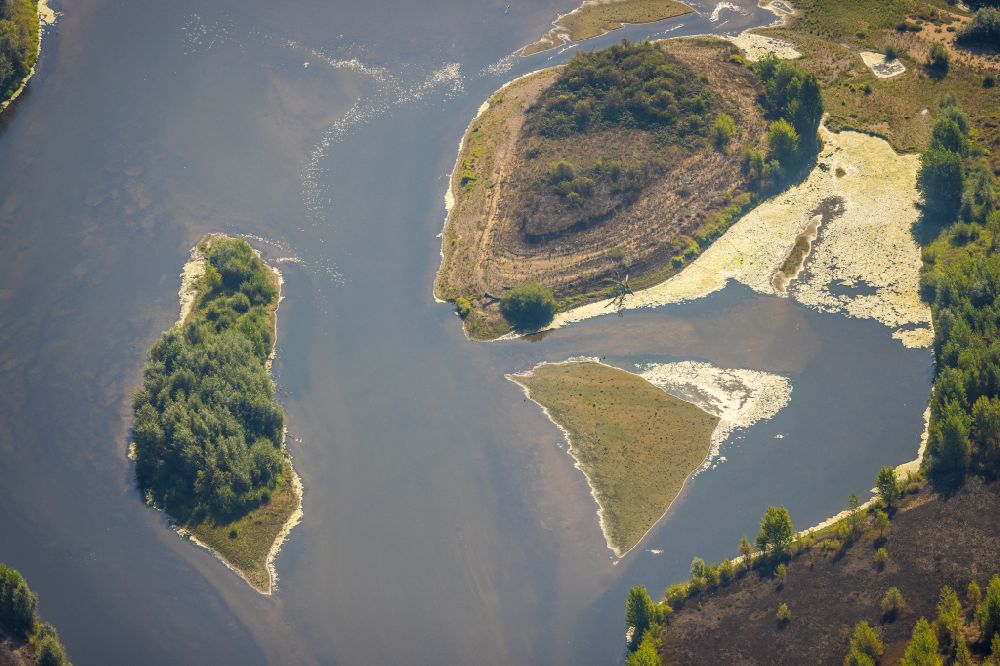 Luftbild Wesel - Fluß- Delta und Strom- Mündung des Flusses Lippe in Wesel im Bundesland Nordrhein-Westfalen
