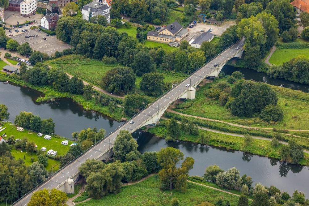 Heven von oben - Flussbrücke über die Ruhr in Heven im Bundesland Nordrhein-Westfalen, Deutschland