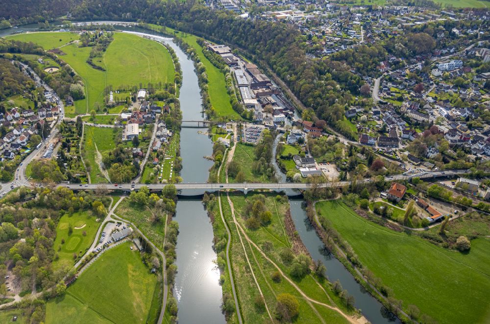 Luftbild Witten - Flußbrücke über die Ruhr in Witten im Bundesland Nordrhein-Westfalen, Deutschland