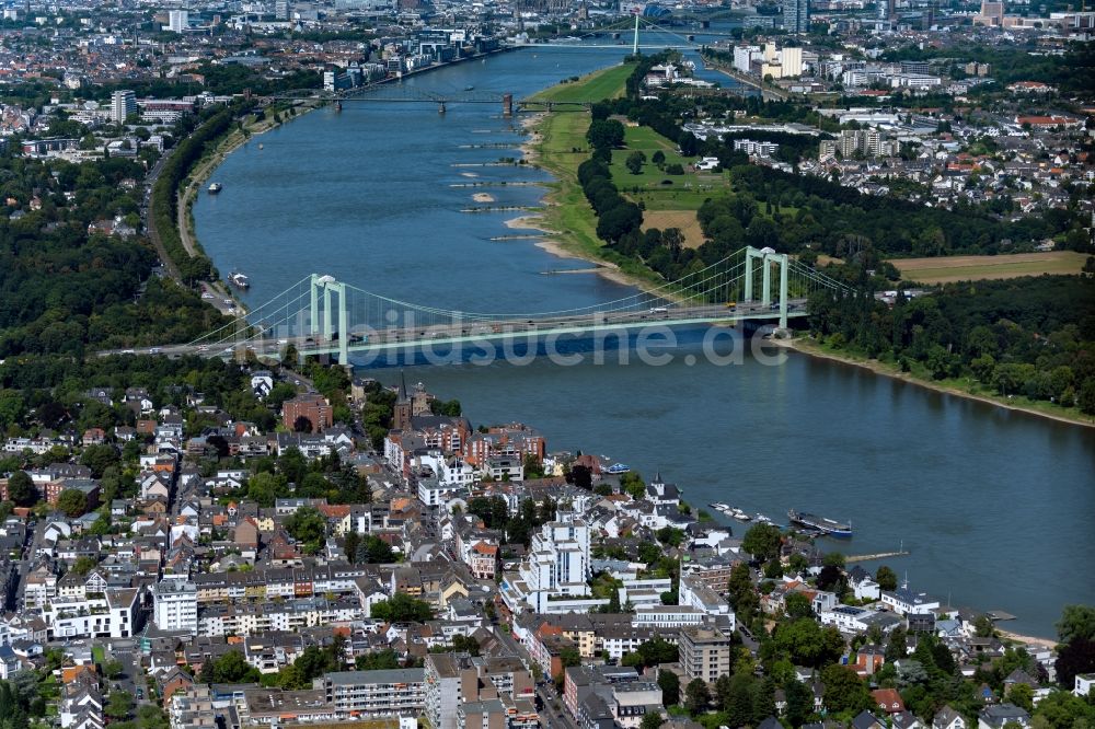 Köln von oben - Flussbrücke Rheinbrücke Köln-Rodenkirchen in Köln im Bundesland Nordrhein-Westfalen, Deutschland