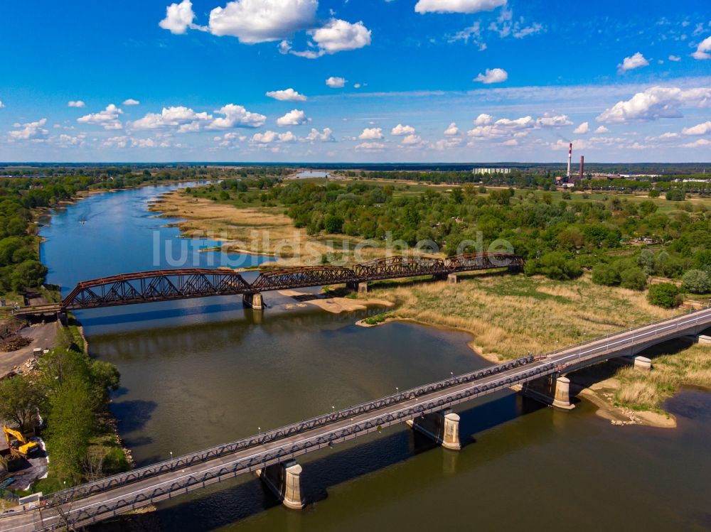 Luftbild Küstrin Kostrzyn nad Odra - Flußbrücken über die Oder in Küstrin Kostrzyn nad Odra in Drossen, Polen