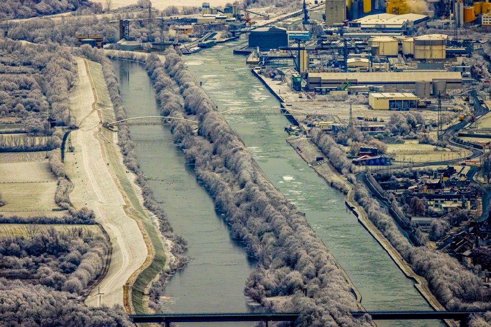 Luftaufnahme Hamm - Flußverlauf der Lippe und des Datteln-Hamm-Kanal in Hamm im Bundesland Nordrhein-Westfalen, Deutschland