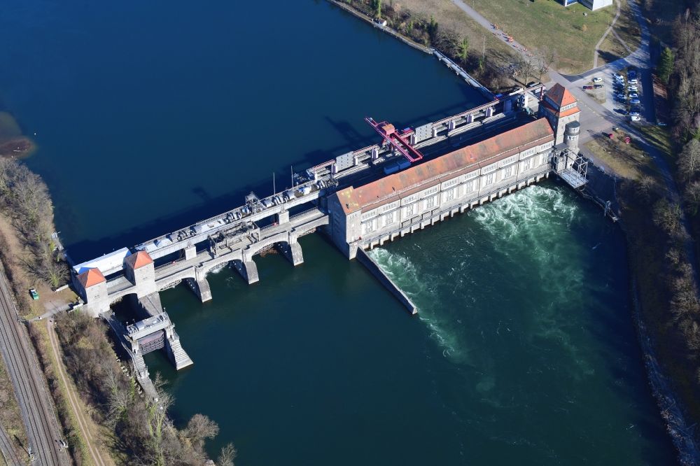 Luftbild Laufenburg - Flusswasserkraftwerk der Energiedienst Holding AG am Hochrhein in Laufenburg im Bundesland Baden-Württemberg, Deutschland