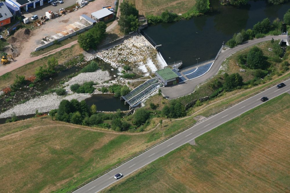 Hausen im Wiesental von oben - Flusswasserkraftwerk der Energiedienst an der Wiese in Hausen im Wiesental im Bundesland Baden-Württemberg, Deutschland