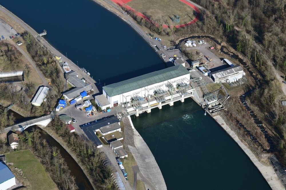 Albbruck aus der Vogelperspektive: Flusswasserkraftwerk Rheinkraftwerk Albbruck-Dogern in Albbruck im Bundesland Baden-Württemberg, Deutschland