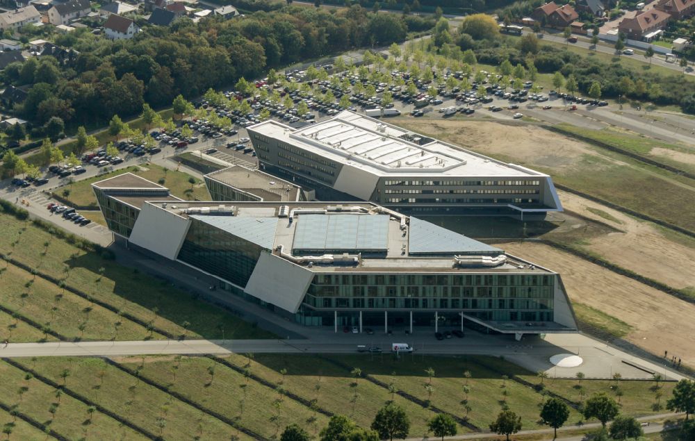 Luftaufnahme Wolfsburg - Forschungs- Gebäude und Bürokomplex MobileLifeCampus in Wolfsburg im Bundesland Niedersachsen