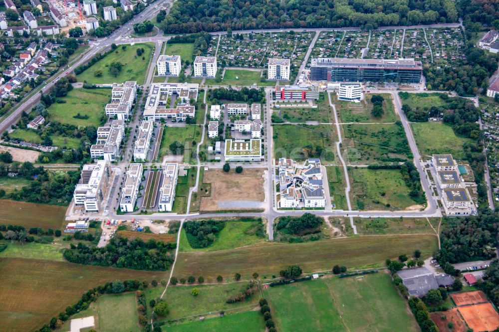 Luftaufnahme Karlsruhe - Forschungs-Gebäude und Bürokomplex des Technologiepark Karlsruhe in Karlsruhe im Bundesland Baden-Württemberg, Deutschland