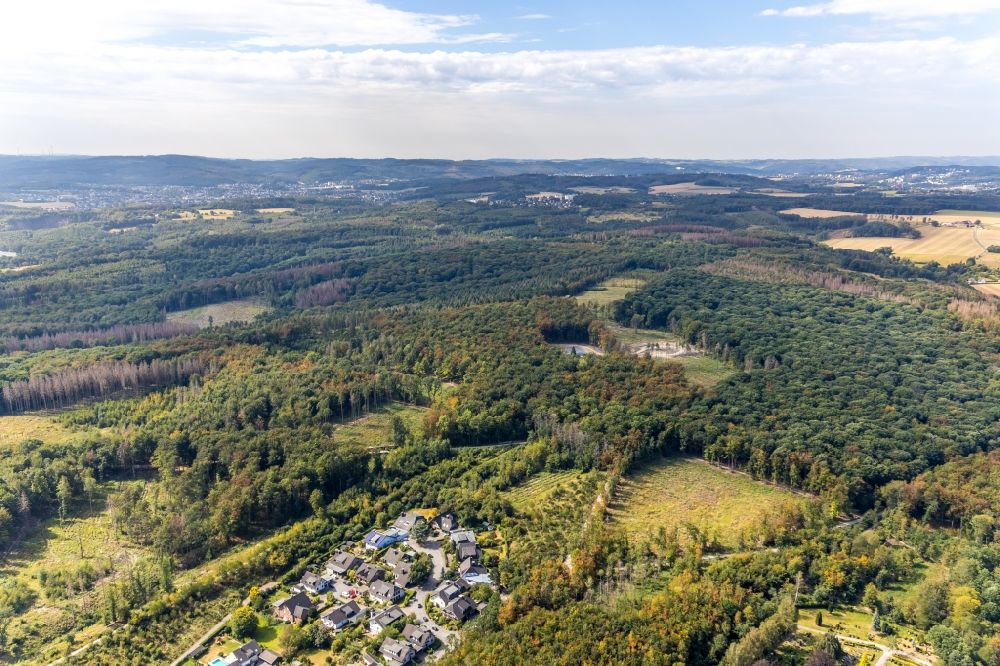 Luftbild Menden (Sauerland) - Forstgebiete in einem Waldgebiet entlang der Leitmecke in Menden (Sauerland) im Bundesland Nordrhein-Westfalen, Deutschland