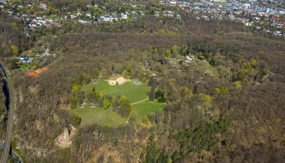 Witten von oben - Forstgebiete in einem Waldgebiet Hohenstein in Witten im Bundesland Nordrhein-Westfalen, Deutschland
