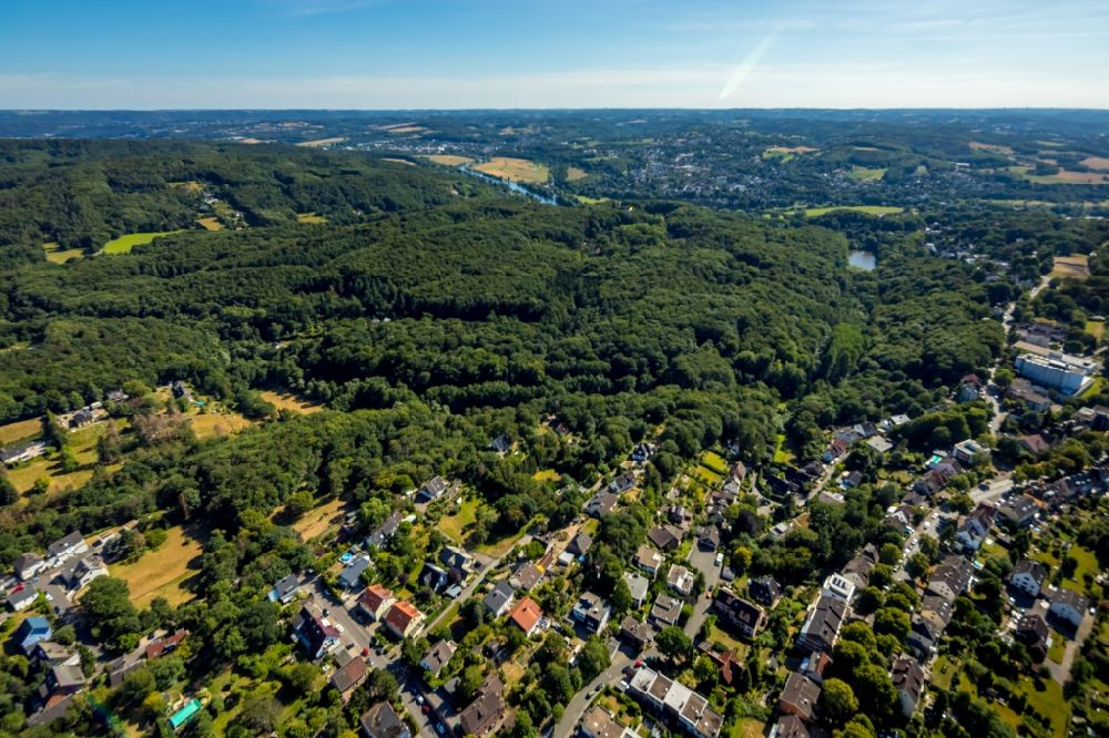 Luftaufnahme Witten - Forstgebiete in einem Waldgebiet im Ortsteil Borbach in Witten im Bundesland Nordrhein-Westfalen, Deutschland