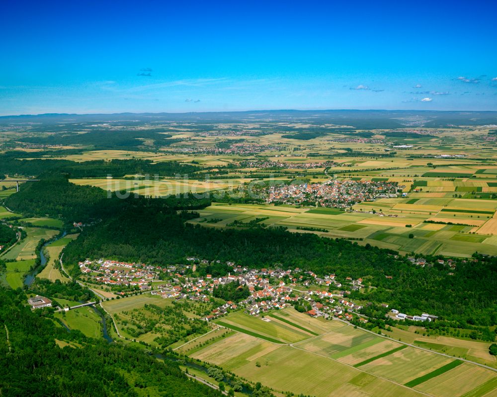Starzach von oben - Forstgebiete in einem Waldgebiet in Starzach im Bundesland Baden-Württemberg, Deutschland