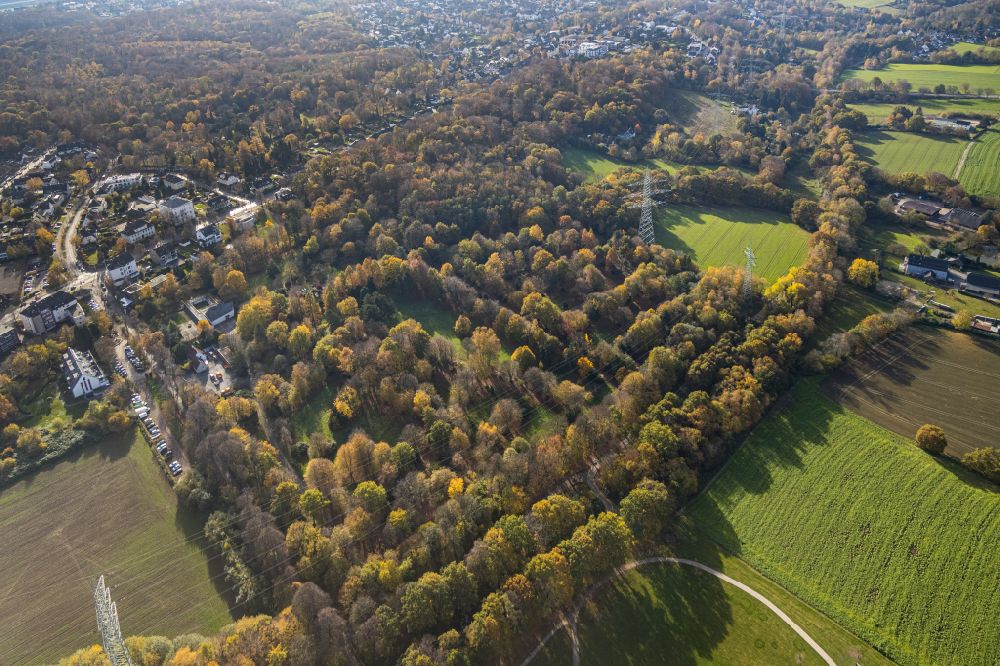 Weitmar aus der Vogelperspektive: Forstgebiete in einem Waldgebiet in Weitmar im Bundesland Nordrhein-Westfalen, Deutschland
