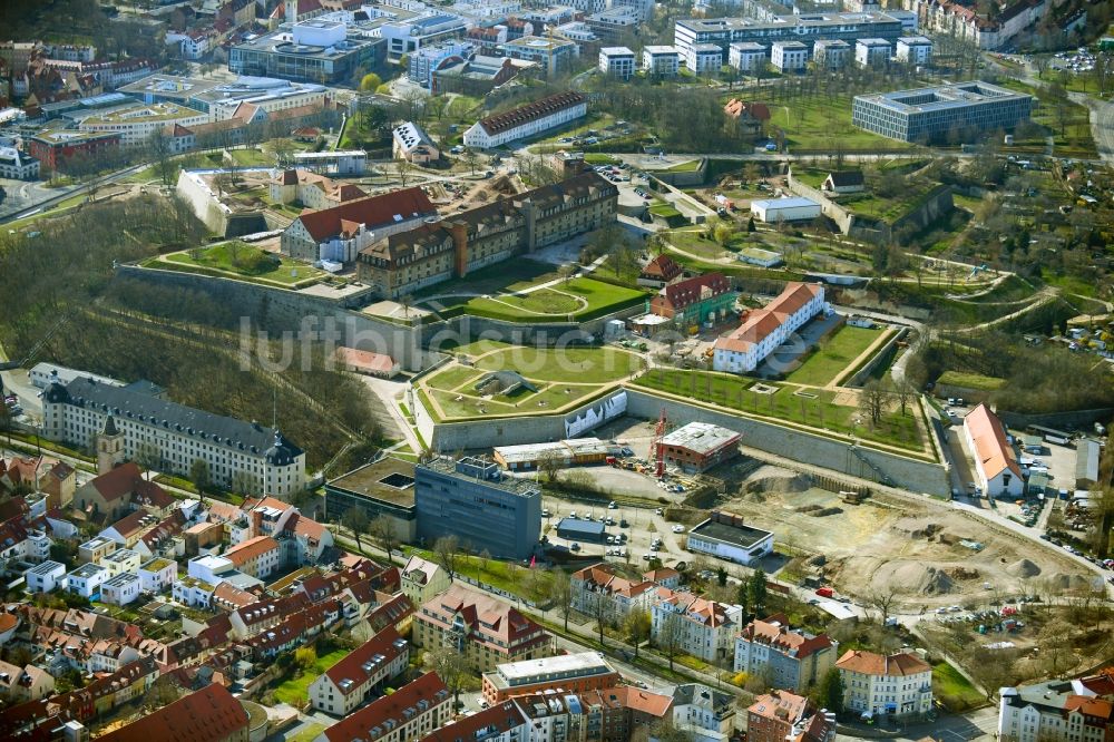 Luftbild Erfurt - Fragmente der Festungsanlage Petersberg im Ortsteil Zentrum in Erfurt im Bundesland Thüringen, Deutschland