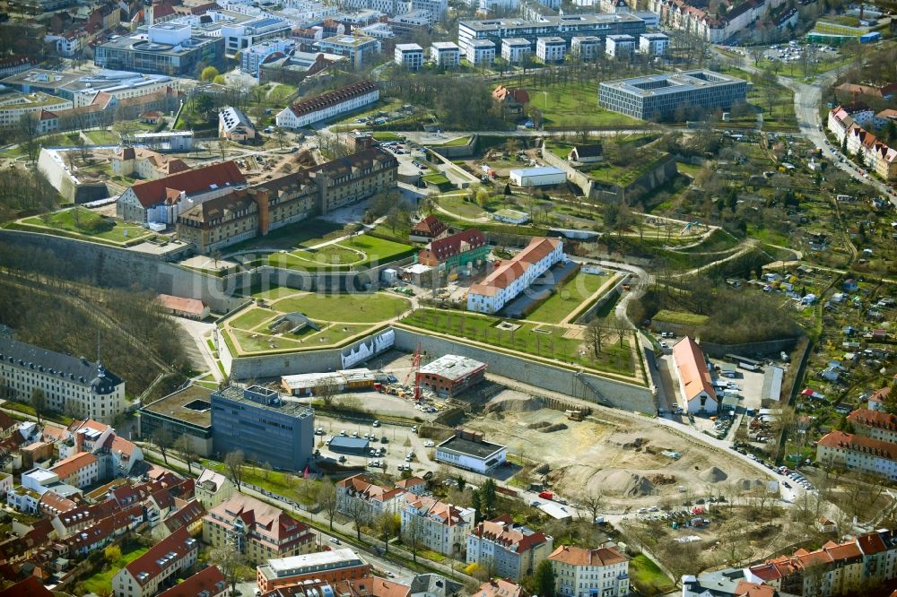 Erfurt von oben - Fragmente der Festungsanlage Petersberg im Ortsteil Zentrum in Erfurt im Bundesland Thüringen, Deutschland
