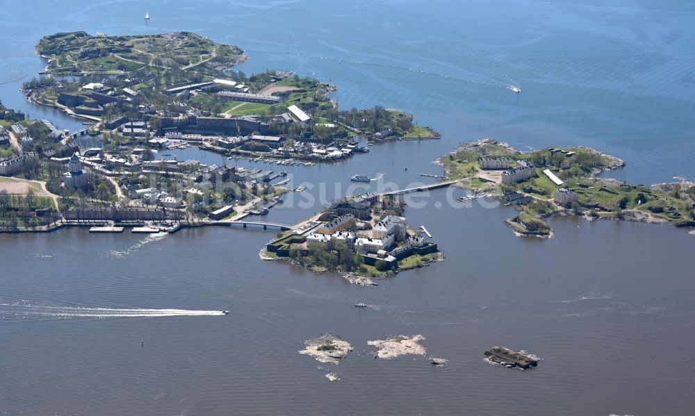 Luftbild Helsinki - Fragmente der Festungsanlage Pikku-Musta und Länsi-Musta in Helsinki in Finnland
