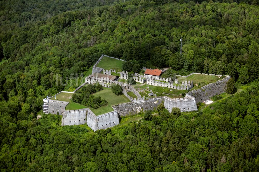 Luftaufnahme Schnaittach - Fragmente der Festungsanlage Rothenberg in Schnaittach im Bundesland Bayern, Deutschland