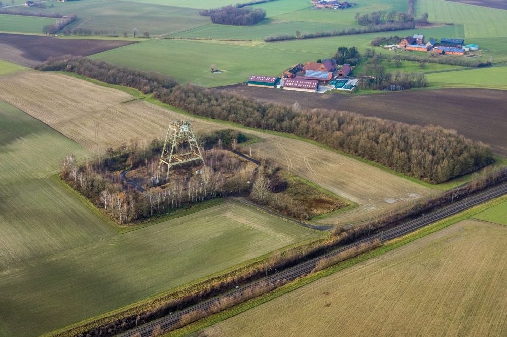 Luftaufnahme Herbern - Förderanlage mit Teufgerüst Feld Donar in Herbern im Bundesland Nordrhein-Westfalen, Deutschland
