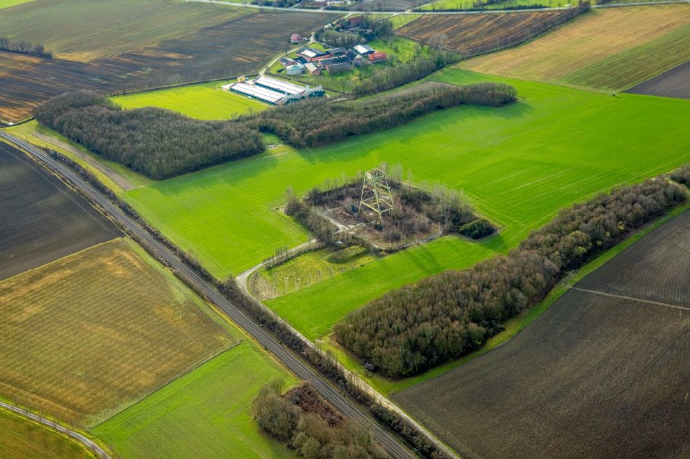 Luftaufnahme Herbern - Förderanlage mit Teufgerüst Feld Donar in Herbern im Bundesland Nordrhein-Westfalen, Deutschland