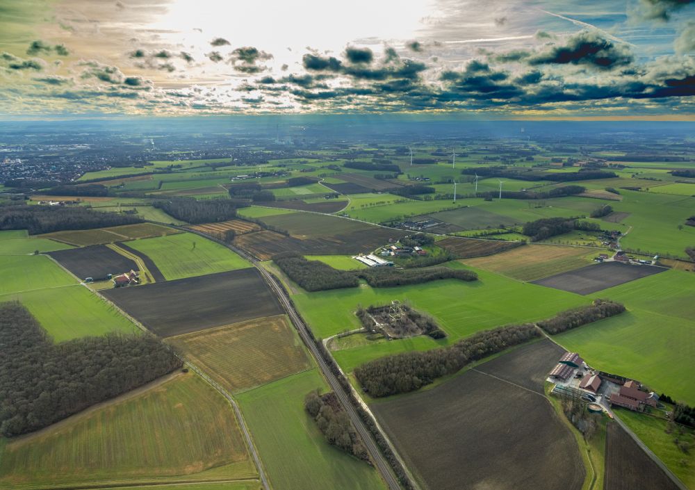 Herbern von oben - Förderanlage mit Teufgerüst Feld Donar in Herbern im Bundesland Nordrhein-Westfalen, Deutschland