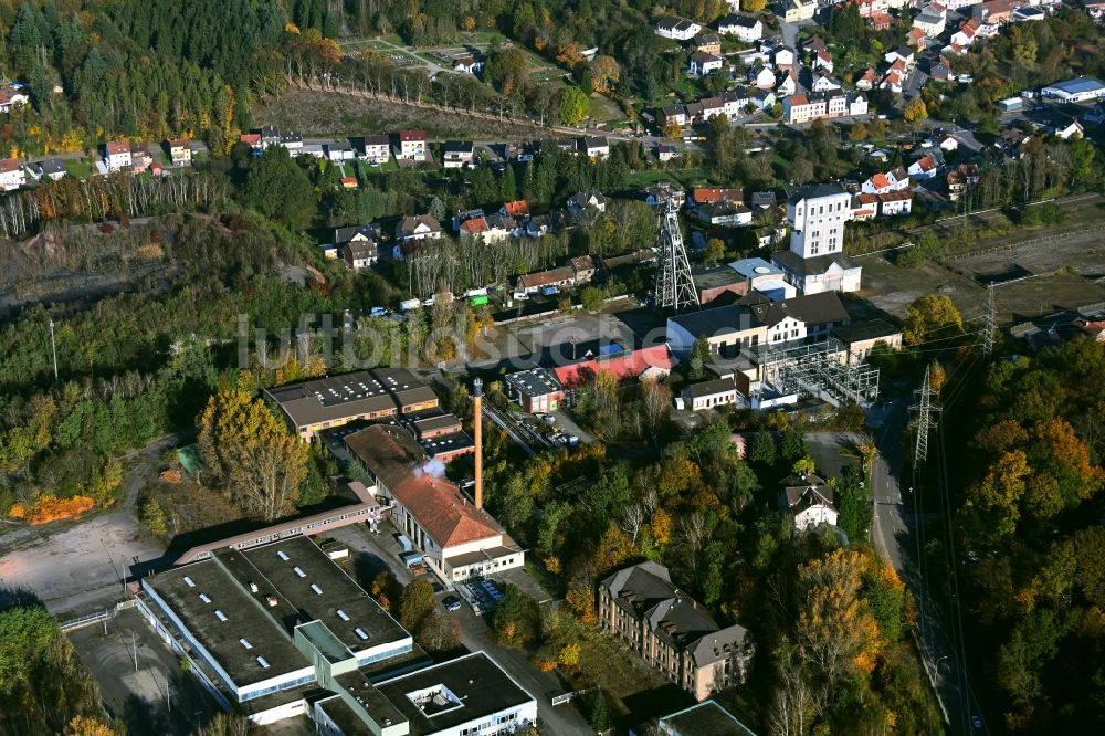 Luftaufnahme Quierschied - Förderanlagen und Bergbau- Schacht mit Förderturm Grube Camphausen in Quierschied im Bundesland Saarland, Deutschland