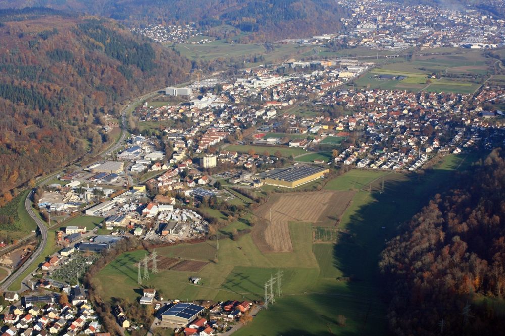 Maulburg aus der Vogelperspektive: Freifläche für das geplante Gewerbegebiet West in Maulburg im Bundesland Baden-Württemberg, Deutschland